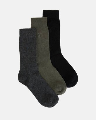 Adan Ramskull Embroidered Socks 3 Pack - Grn/charcoal /blk