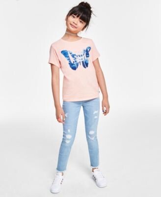 Levis Big Girls Graphic Butterfly T Shirt 720 High Rise Super Skinny Jeans