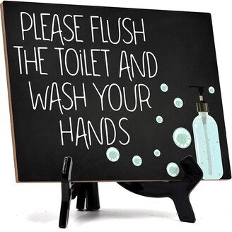 Please Flush The Toilet & Wash Your Hands, Hygiene Sign, 6 X 8