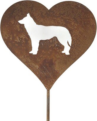 Siberian Husky Dog Rustic Metal Heart Garden Stake Pet Memorial 21 To 28 Inches Tall