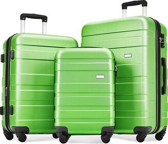 EDWINRAY 3 Pcs Luggage Sets Expandable Luggage ABS Hardshell Suitcase 202428, Apple Green
