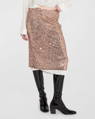 CALLAS Milano Sequin Pleated-Hem Midi Skirt