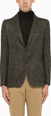 Black wool blend single-breasted jacket