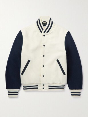 The Portola Leather-Trimmed Wool-Blend Varsity Jacket