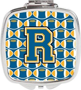 CJ1077-RSCM Letter R Football Blue & Gold Compact Mirror, 3 x 0.3 x 2.75 in.