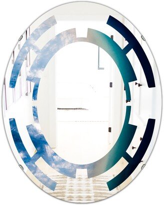 Designart 'Agate beautiful colorful slices and texture' Printed Modern Round or Oval Wall Mirror - Space