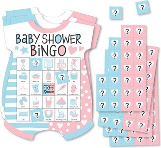 Big Dot of Happiness Baby Gender Reveal - Picture Bingo Cards and Markers - Team Boy or Girl Baby Shower Shaped Bingo Game - Set of 18