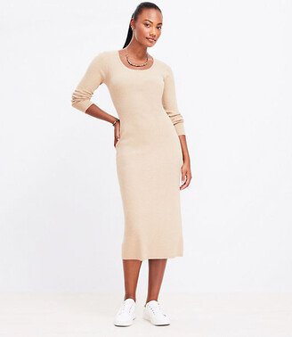 Heathered Ribbed Scoop Neck Midi Dress