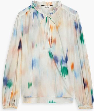 Jindram gathered printed cotton-gauze blouse