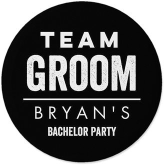 Pins: Team Groom Pins, Large Circle, Black