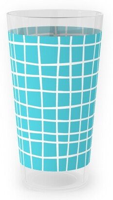 Outdoor Pint Glasses: Wavy Grid Outdoor Pint Glass, Blue