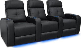 Valencia Theater Seating Valencia Verona Top Grain Nappa 9000 Leather Home Theater Seating Power Recliner Row of 3 Black