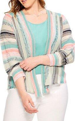 Plus Summer Spacedye Linen-Blend Cardigan