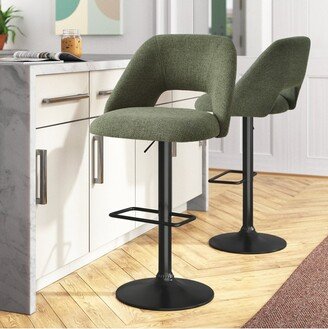 24-32 Edwin Moss Upholstered Fabric 360° Swivel Adjustable Barstools (Set of 2) -The Pop Maison