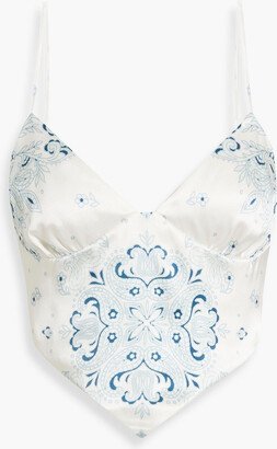 Electra cropped paisley-print silk-satin twill camisole