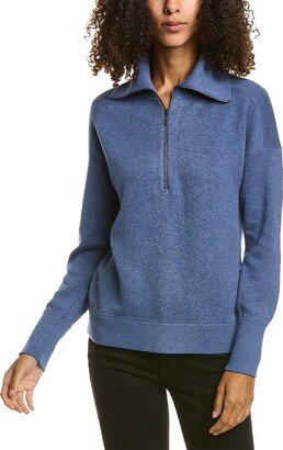 1/2-Zip Mock Cashmere-Blend Sweater