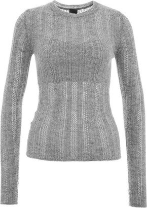 Open-Knitted Long-Sleeved Crewneck Top