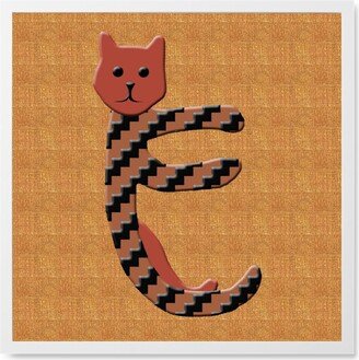 Photo Tiles: Cat Alphabet - E Photo Tile, White, Framed, 8X8, Orange