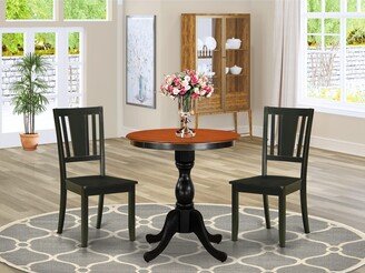Mid Century Table Set Contains a Dining Table and Kitchen Dining Chairs - Black Finis-BD