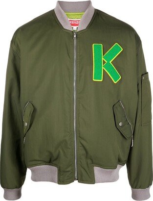 Varsity logo-patch bomber jacket-AA