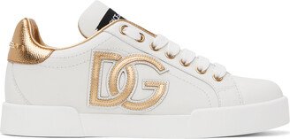 White & Gold Portofino Low Sneakers