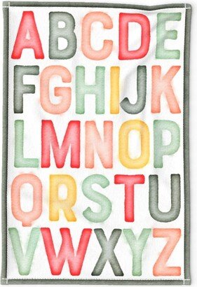 Alphabet Tea Towel - Watercolor Abc By Taranealart Colorful School Letters Reading Education Linen Cotton Canvas Spoonflower