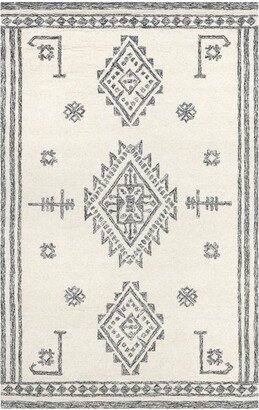 Luisa Southwestern Wool Area Rug 8x10 in Ivory