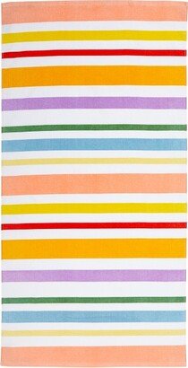 Great Bay Home Cotton Vibrant Prints Quick-Dry Beach Towel (30 x 60, Colorful Stripes)