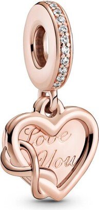 Cubic Zirconia Love You Infinity Heart Dangle Charm