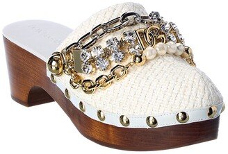 Bejeweled Chain Raffia Mule