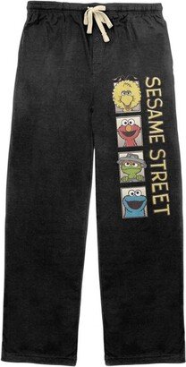 Colorful Characters and Logo Men's Black Graphic Sleep Pajama Pants - L