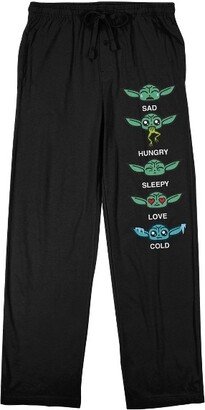 Star Wars: The Mandalorian The Mandalorian Many Faces Of Grogu Men's Black Sleep Pajama Pants-Medium