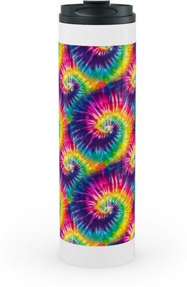 Travel Mugs: Colorful Rainbow Tie Dye Swirl - Multi Stainless Mug, White, 20Oz, Multicolor