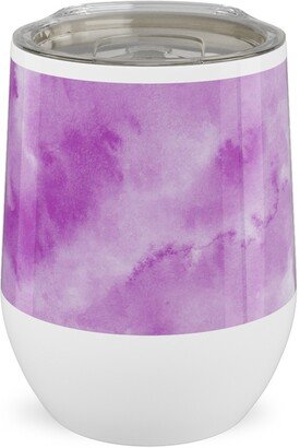 Travel Mugs: Watercolor Texture - Purple Stainless Steel Travel Tumbler, 12Oz, Purple