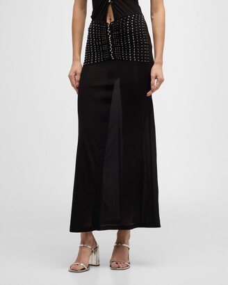 Rabanne Stud Ruched Maxi Skirt