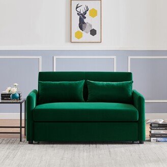 IGEMAN Velvet Upholstered Loveseat Sofa Convertible Futon Sofa & Sofa Bed-AA