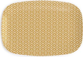 Serving Platters: Pinecone Geo - Golden Serving Platter, Yellow