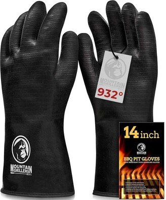 Mountain Grillers 14in High Temperature Fire Pit Gloves for Smoker, Oven, Fryer, Grilling Waterproof with Fireproof Oil Resistant Neoprene Coating