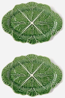Set Of Two Cabbage Earthenware Platters