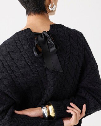 Tie-back cable-knit sweater