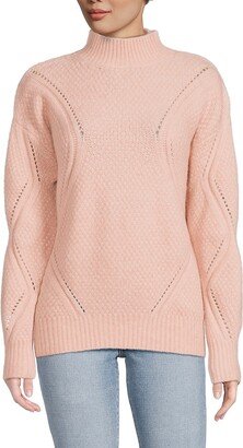 Renee C. Ladderwork Trim Dropped Shoulder Sweater