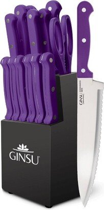 Kiso Dishwasher Safe 14pc Knife Block Set Purple