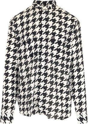 Houndstooth Printed Long-Sleeved Shirt