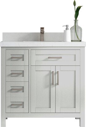 Cambridge 36 In. W X 22 D Single Sink Bathroom Vanity Center in Coventry Gray With Quartz Or Marble Countertop | Modern Vanity-AA