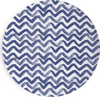 Salad Plates: Zig Zag Waves - Navy Salad Plate, Blue