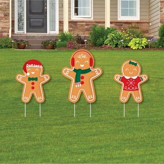 Big Dot Of Happiness Gingerbread Christmas - Outdoor Lawn Sign Decor Holiday Party Yard Display 3 Pc