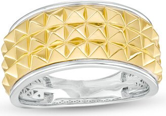 Men's 11.0mm Pyramid Studded Multi-Row Band in 10K Two-Tone Gold