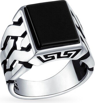 BLING JEWELRY Men's Sterling Silver Semiprecious Stone Signet Ring