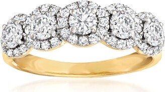 Diamond 5-Stone Halo Ring in 14kt Yellow Gold