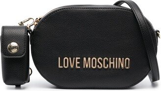 Logo-Lettering Leather Shoulder Bag